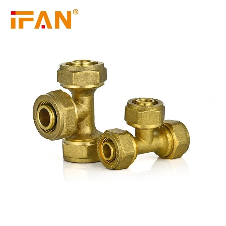 IFAN PEX Brass Color Tee Compression Fitting