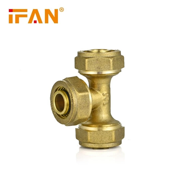 IFAN PEX Brass Color Tee Compression Fitting