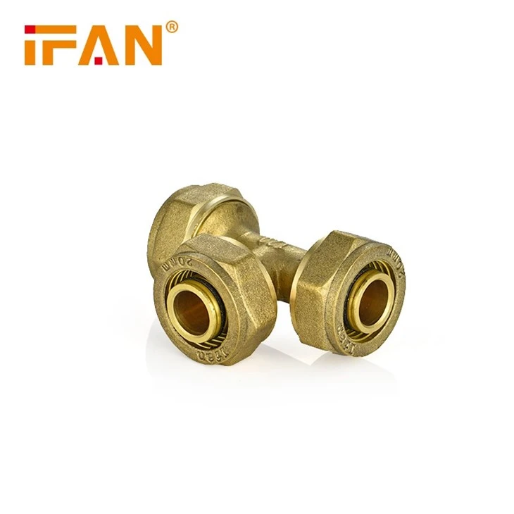 IFAN PEX Brass Color Tee Compression Fitting